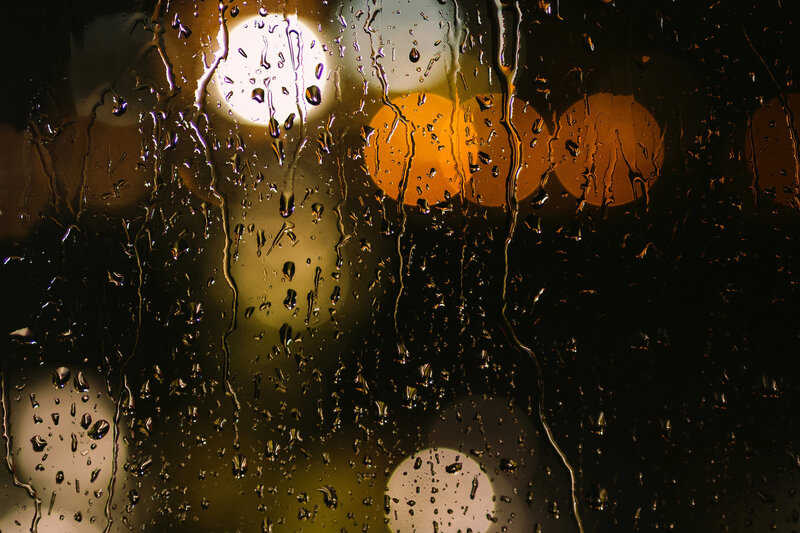 Raindrops on Glass — Black, Moody