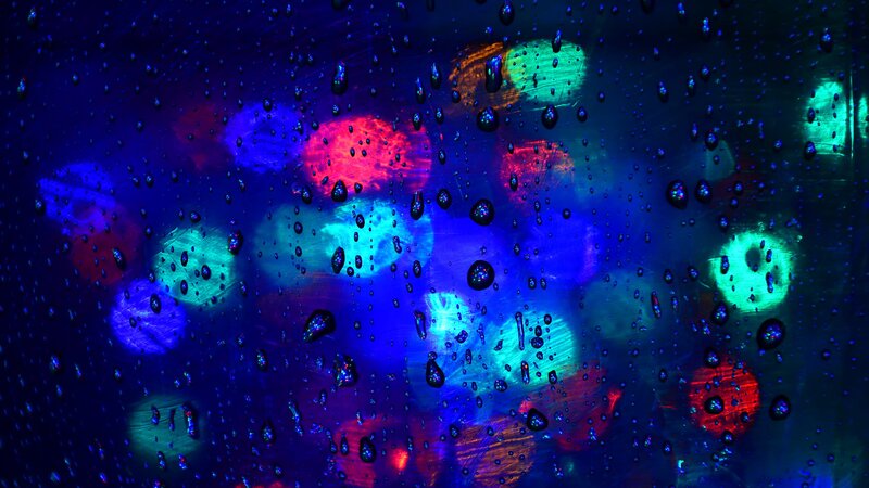 Raindrops on Glass — Blue, Abstract