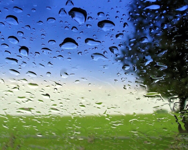 Raindrops on Glass — Blue, Calm, Afternoon, Photograph