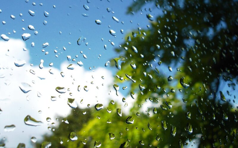 Raindrops on Glass — Blue, Calm, Afternoon