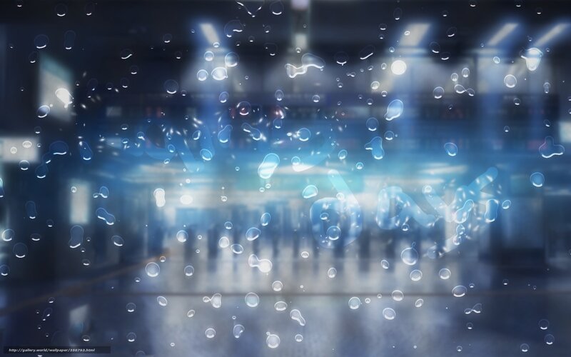 Raindrops on Glass — Blue, Calm, Night, Digital Art