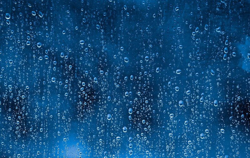 Raindrops on Glass — Blue, Calm, Night, Photograph, Rain