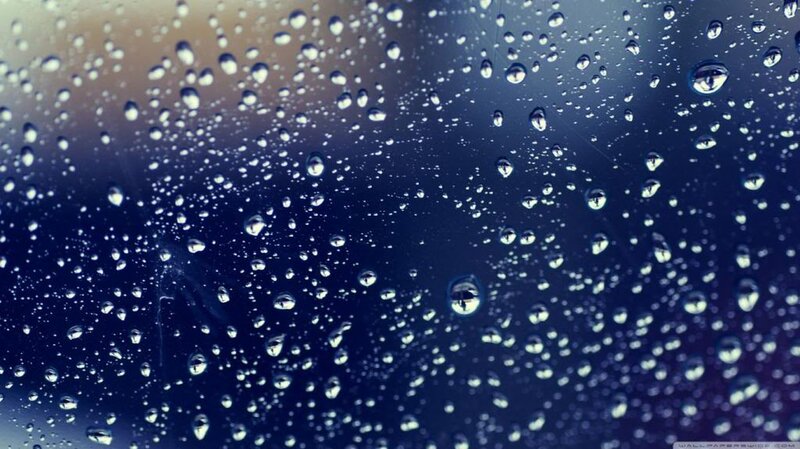 Raindrops on Glass — Blue, Calm, Night, Photograph