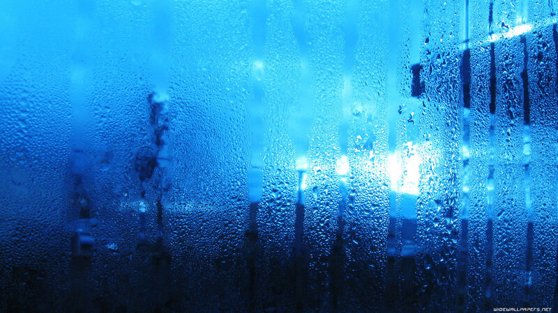 Raindrops on Glass — Blue, Calm, Night