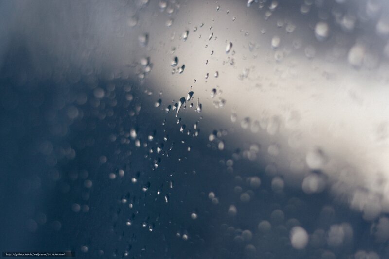 Raindrops on Glass — Blue, Calm, Photograph, Blur