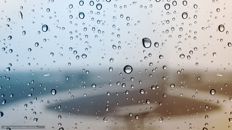 Raindrops on Glass — Blue, Calm, Photograph, Blurry Background