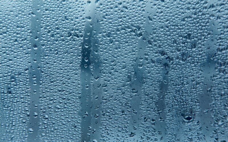 Raindrops on Glass — Blue, Calm, Photograph, Condensation