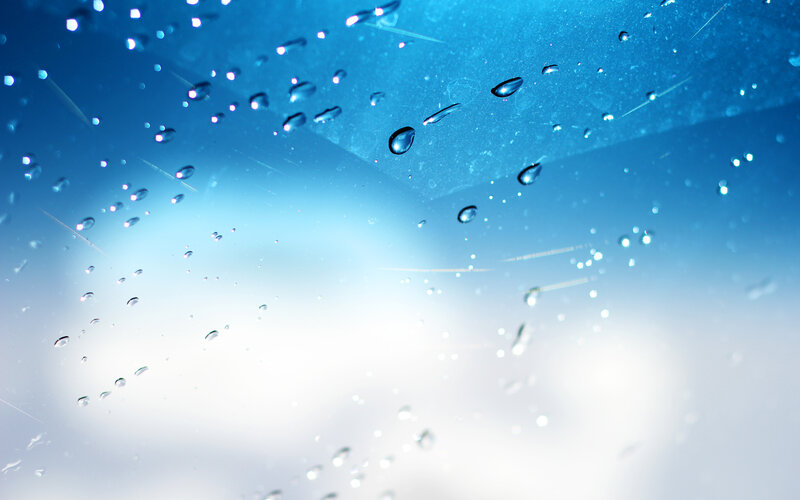 Raindrops on Glass — Blue, Calm, Photograph, Light