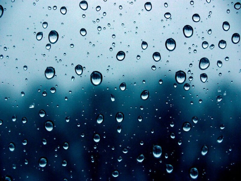 Raindrops on Glass — Blue, Calm, Photograph, Rain