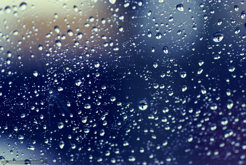 Raindrops on Glass — Blue, Calm, Photograph, Reflection