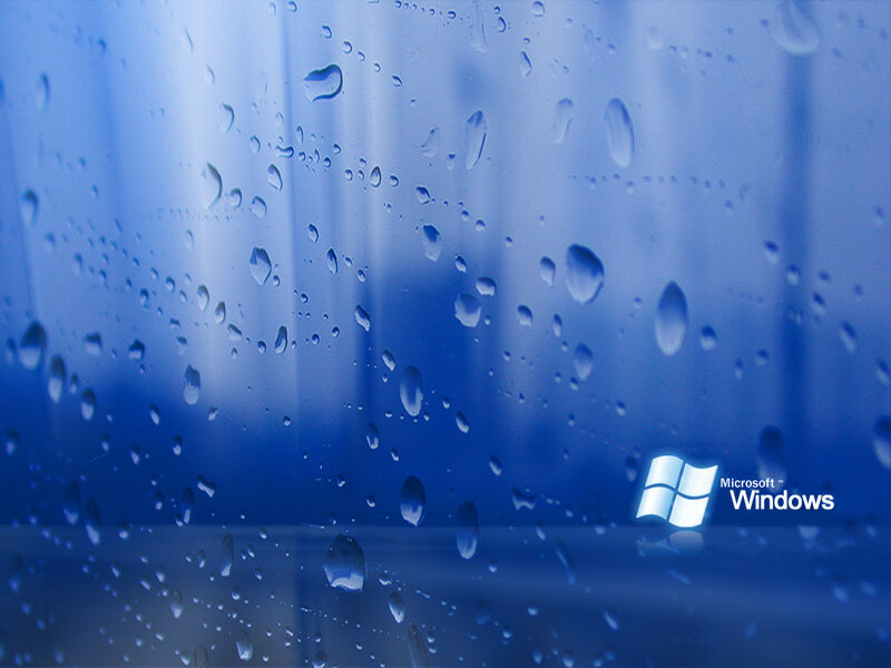 Raindrops on Glass — Blue, Calm, Photograph