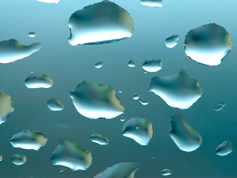 Raindrops on Glass — Blue, Calm, Photograph, Water