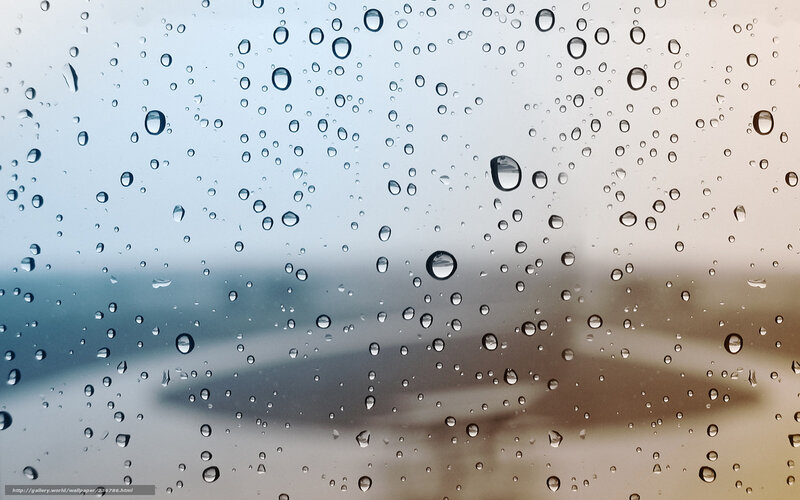 Raindrops on Glass — Blue, Calm, Photograph, Window, Sky
