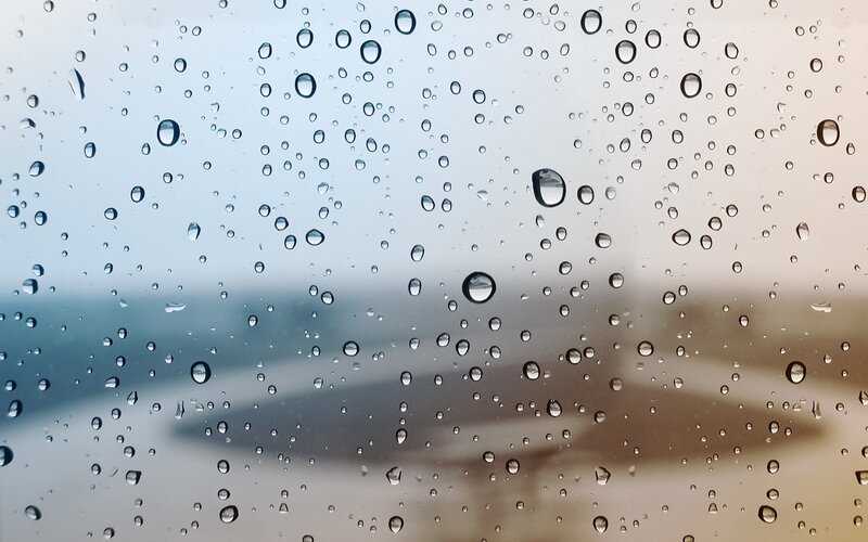 Raindrops on Glass — Blue, Calm, Photograph, Window