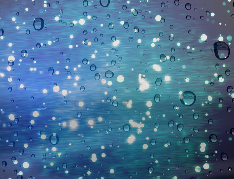 Raindrops on Glass — Blue, Calm