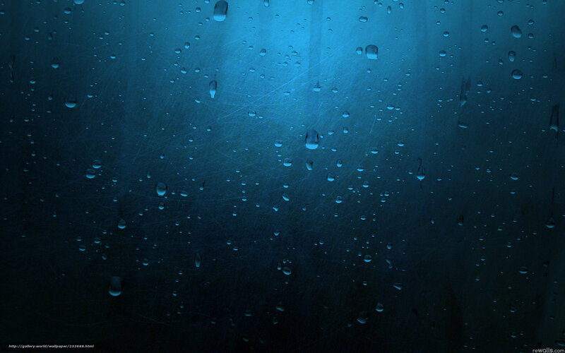 Raindrops on Glass — Blue, Dark, Night