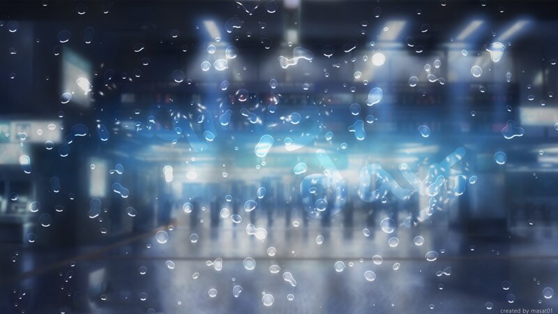 Raindrops on Glass — Blue, Dramatic, Night, Digital Art