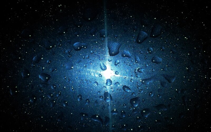 Raindrops on Glass — Blue, Dramatic, Night, Photograph, Light, Starfield