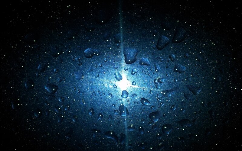 Raindrops on Glass — Blue, Dramatic, Night, Photograph, Light