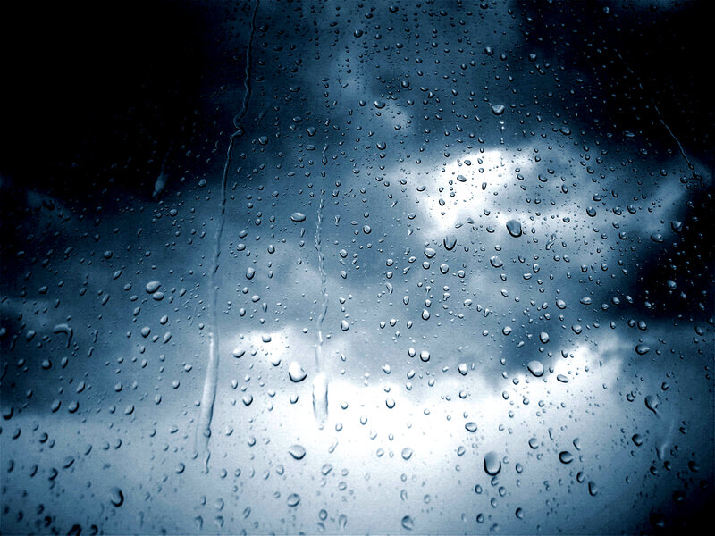 Raindrops on Glass — Blue, Dramatic, Photograph, Sky
