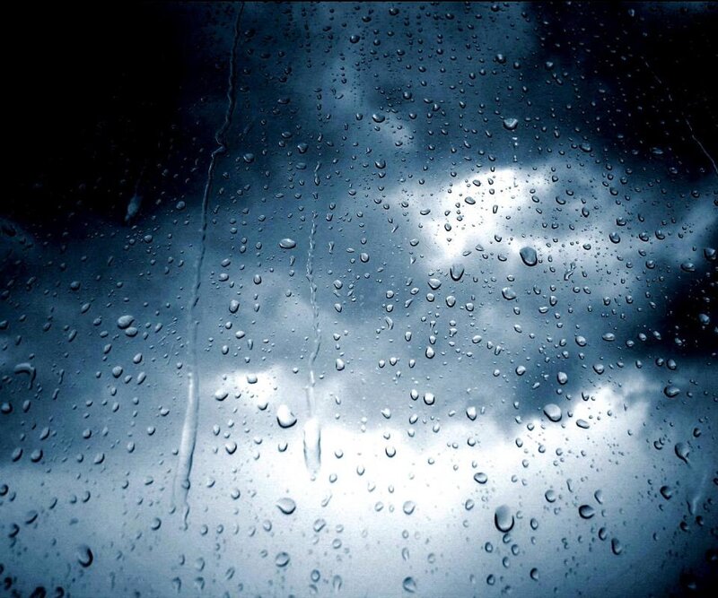Raindrops on Glass — Blue, Dramatic