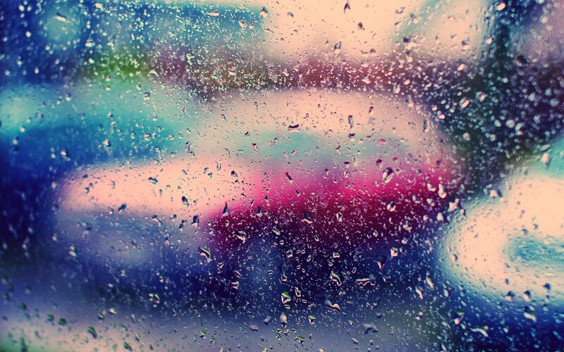 Raindrops on Glass — Blue, Dreamy