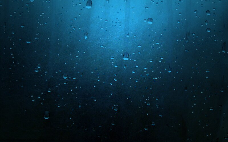 Raindrops on Glass — Blue, Moody, Night, Photograph