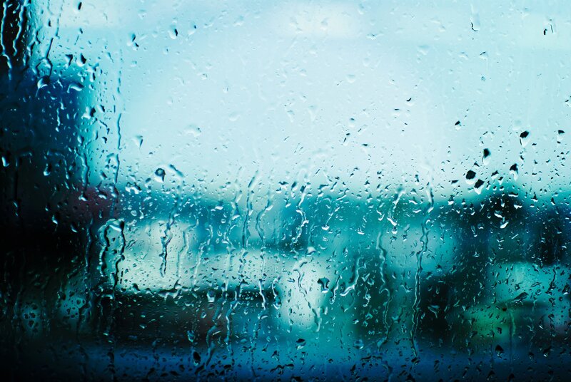 Raindrops on Glass — Blue, Moody, Photograph, Rain, Window