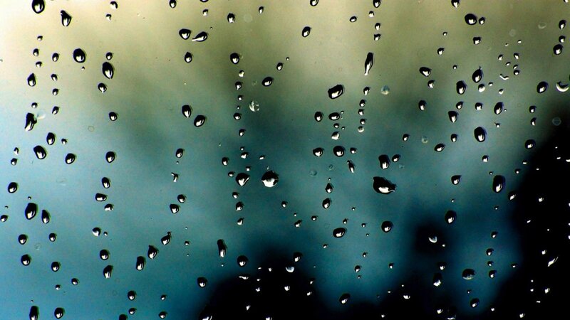 Raindrops on Glass — Blue, Moody, Photograph, Sky