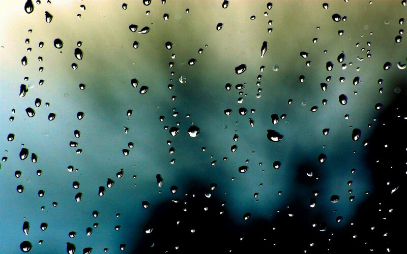 Raindrops on Glass — Blue, Moody, Photograph