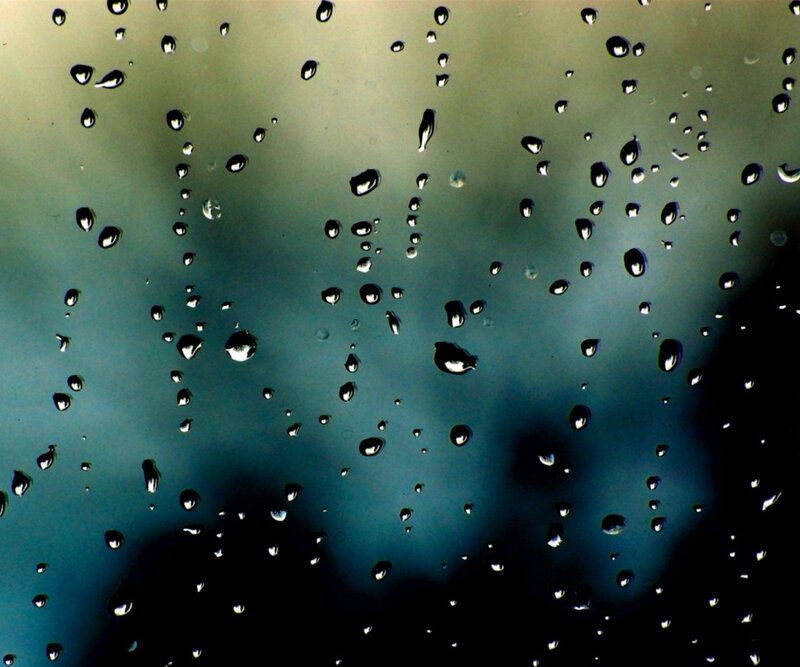 Raindrops on Glass — Blue, Moody