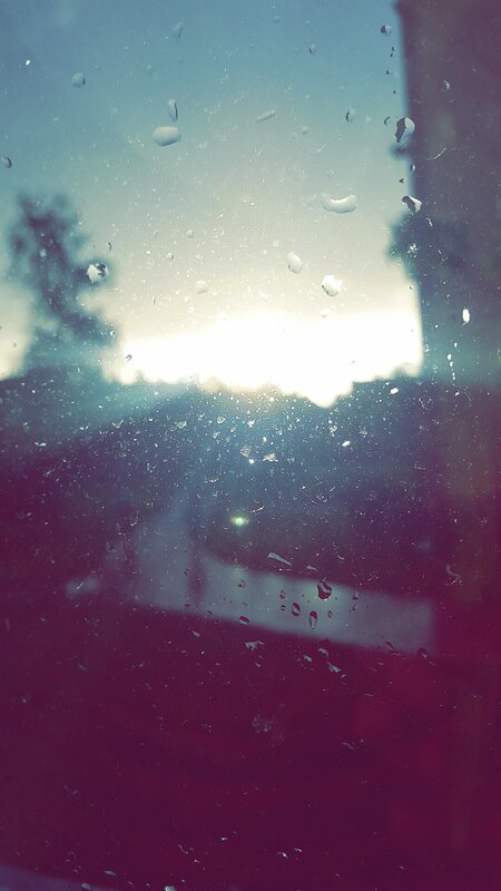 Raindrops on Glass — Blue, Serene