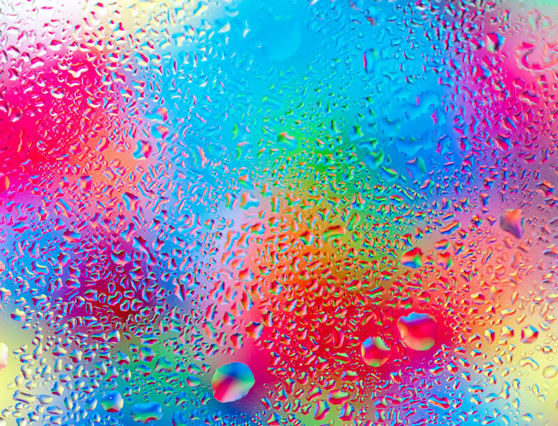 Raindrops on Glass — Blue, Vibrant, Abstract
