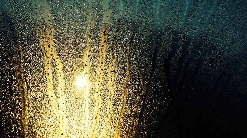 Raindrops on Glass — Gold, Dramatic