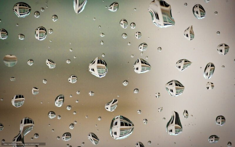 Raindrops on Glass — Gray, Calm, Photograph, Building, Sky