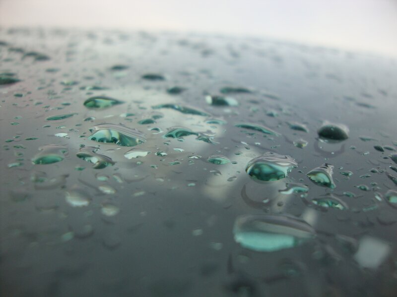 Raindrops on Glass — Gray, Calm, Photograph, Green