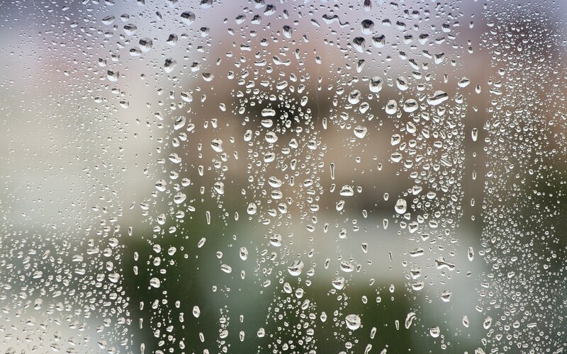 Raindrops on Glass — Gray, Calm, Photograph, Rain, Blurry Background