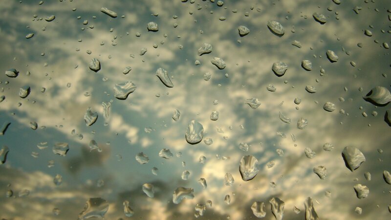 Raindrops on Glass — Gray, Calm, Photograph, Sky, Clouds
