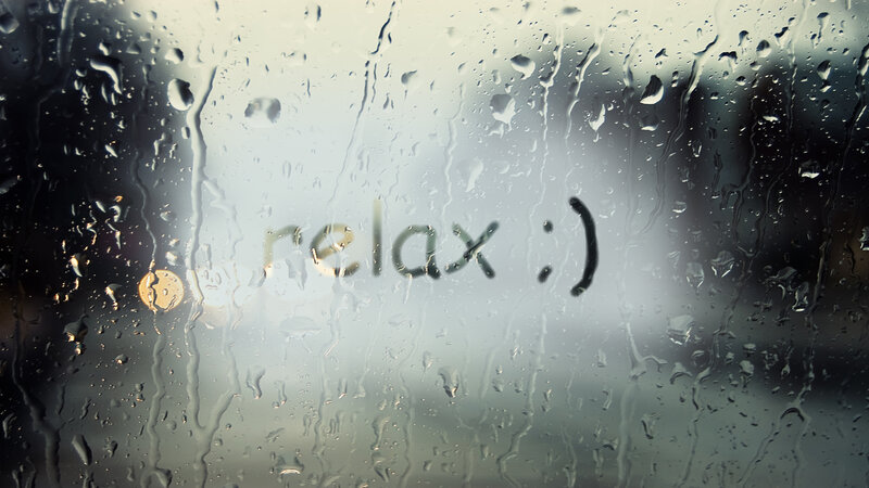Raindrops on Glass — Gray, Calm, Photograph, Text