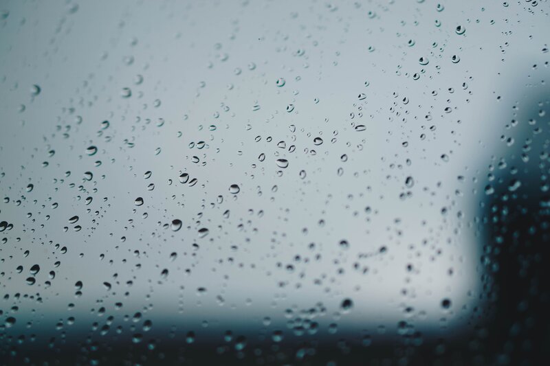 Raindrops on Glass — Gray, Calm, Photograph, Window, Sky