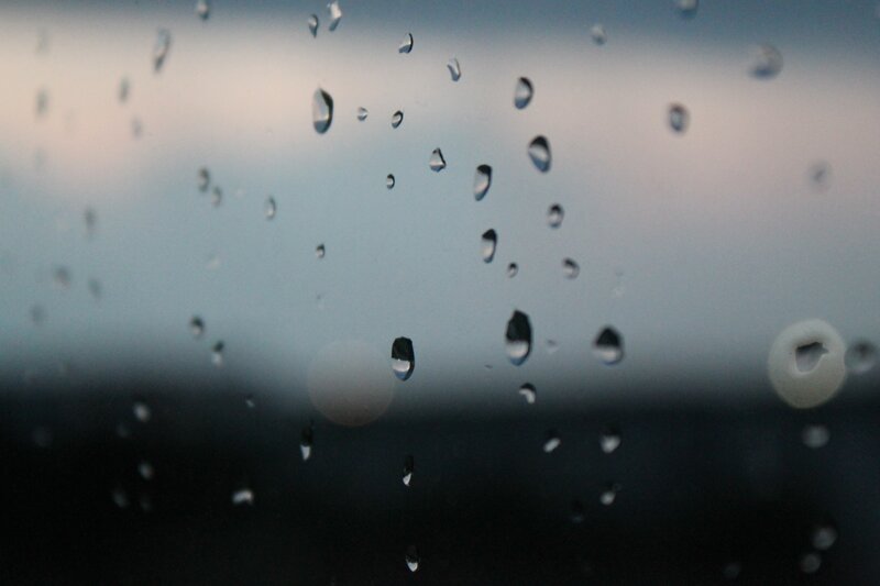 Raindrops on Glass — Gray, Calm, Sunset, Photograph, Sky