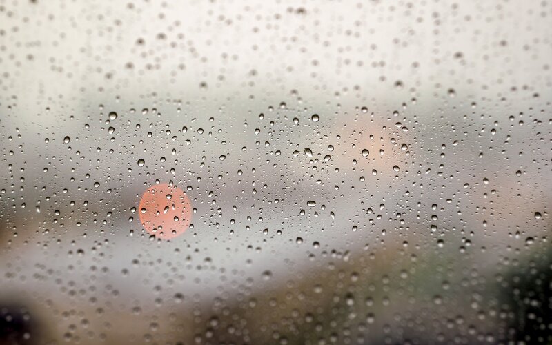 Raindrops on Glass — Gray, Calm, Sunset, Photograph, Sun