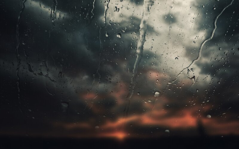 Raindrops on Glass — Gray, Dramatic