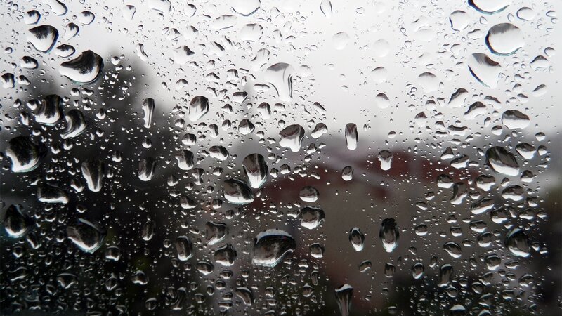 Raindrops on Glass — Gray, Dreary, Photograph, Rain