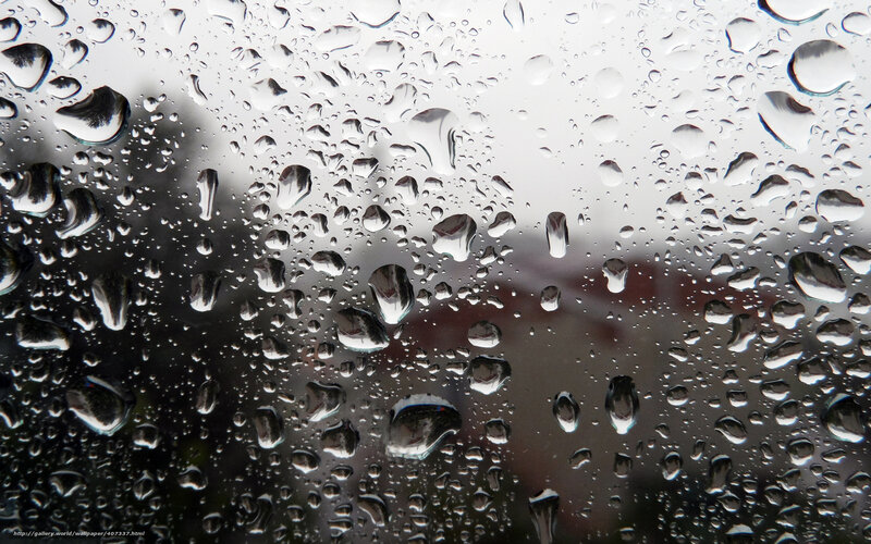 Raindrops on Glass — Gray, Dreary, Photograph, Rain, Window