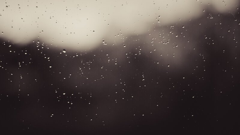 Raindrops on Glass — Gray, Dreary, Photograph