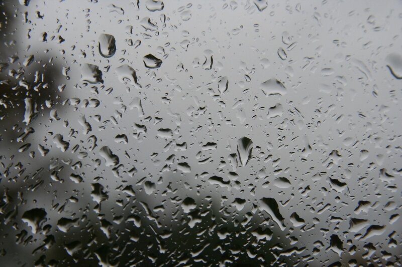 Raindrops on Glass — Gray, Gloomy, Photograph, Rain