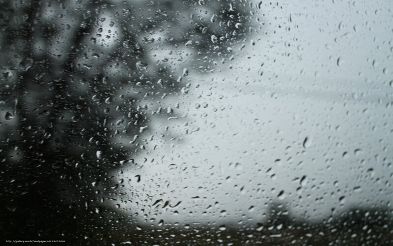Raindrops on Glass — Gray, Gloomy, Photograph, Window, Rain