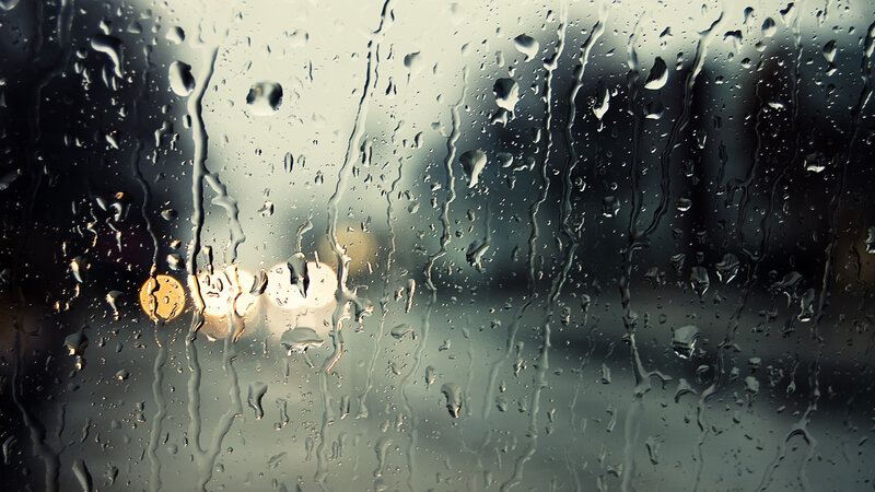 Raindrops on Glass — Gray, Melancholic, Night, Photograph, Lights, Window, Black, White