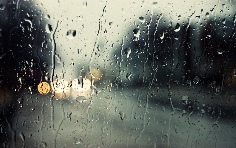 Raindrops on Glass — Gray, Melancholic, Night, Photograph